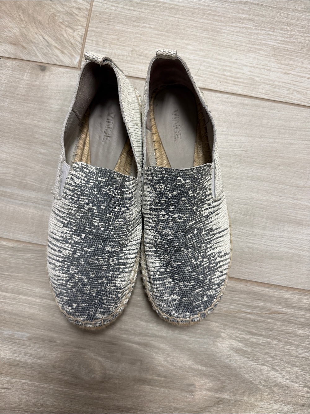 Vince Black and Cream Slip-On Espadrilles